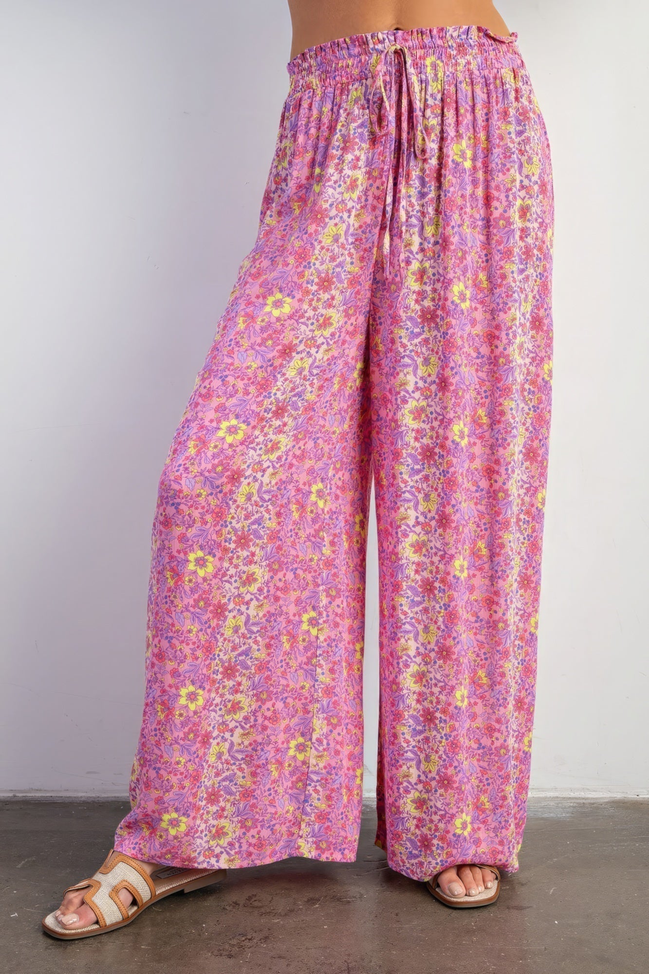 Floral Print Gauze Palazzo Pants Look Up Deals