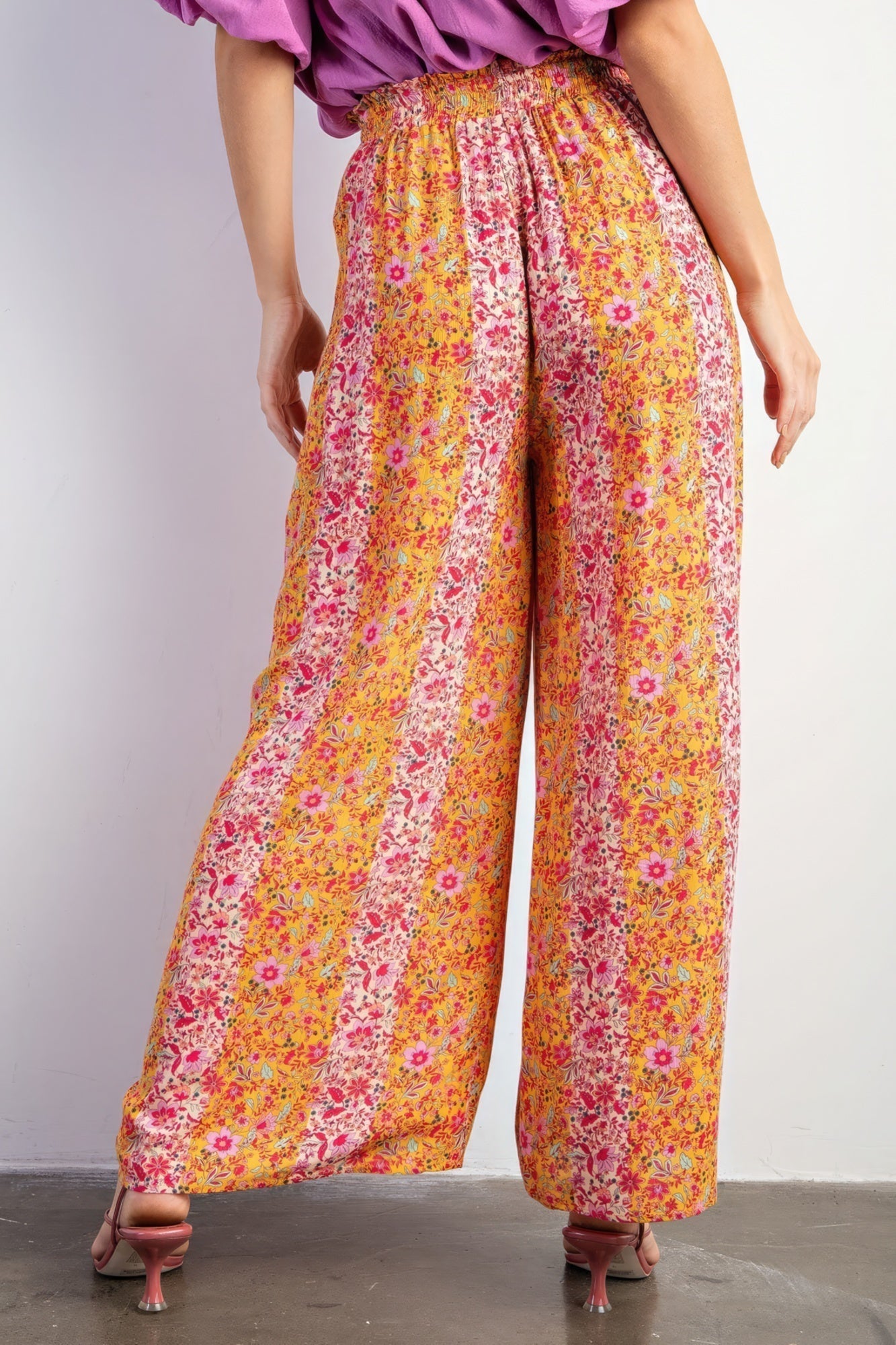 Floral Print Gauze Palazzo Pants Look Up Deals