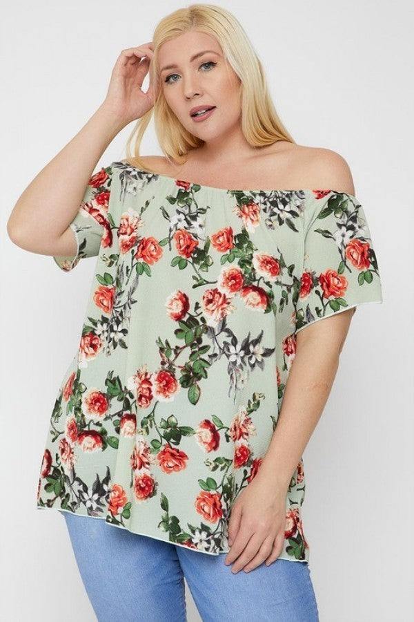 Floral Print Off The Shoulder Top Look Up Deals