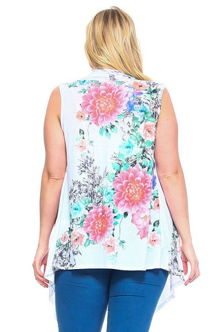 Floral Print, Open Front Vest With An Asymmetric Hem. Look Up Deals