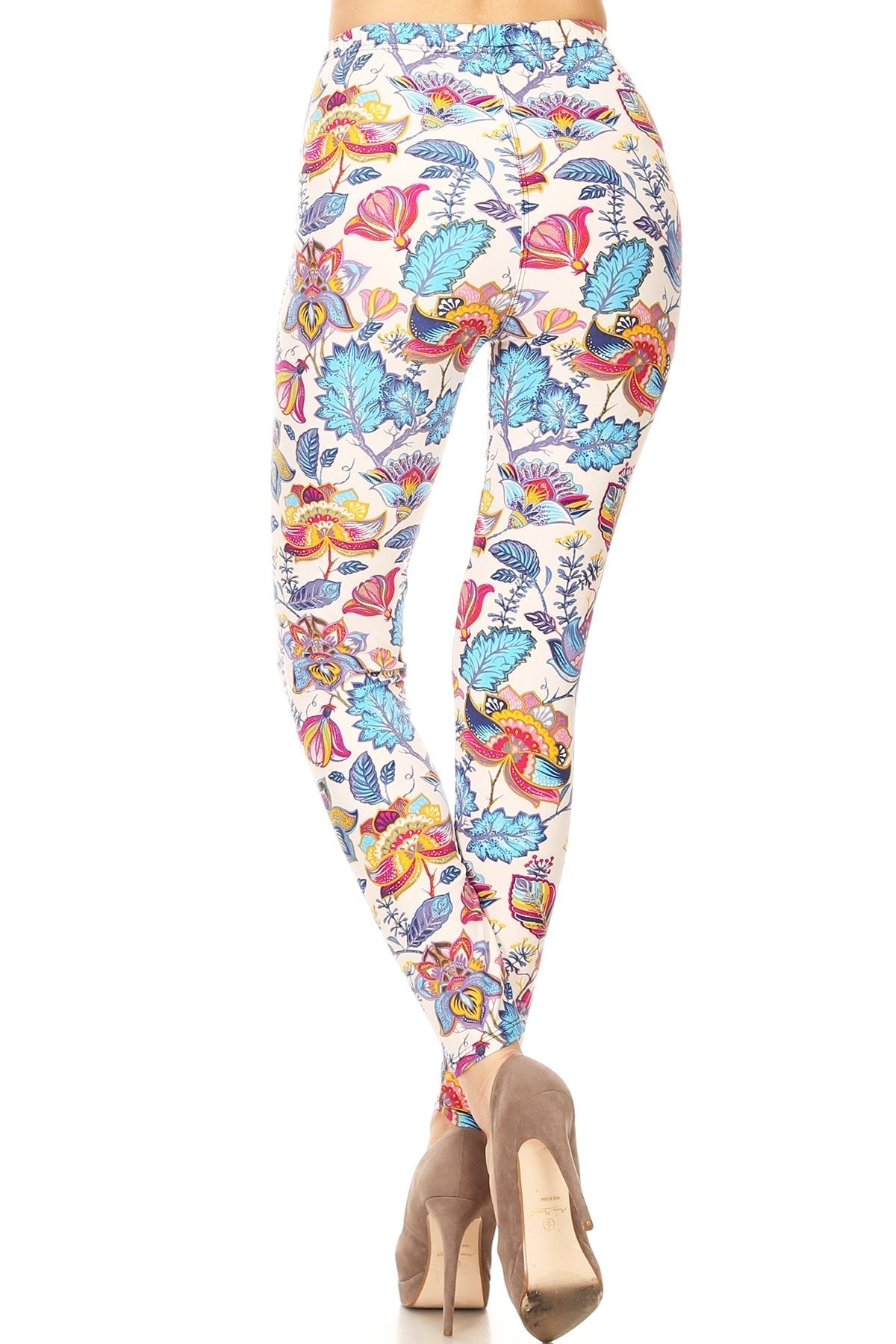 Floral Printed Lined Knit Legging With Elastic Waistband Look Up Deals