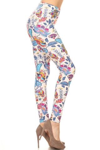 Floral Printed Lined Knit Legging With Elastic Waistband Look Up Deals