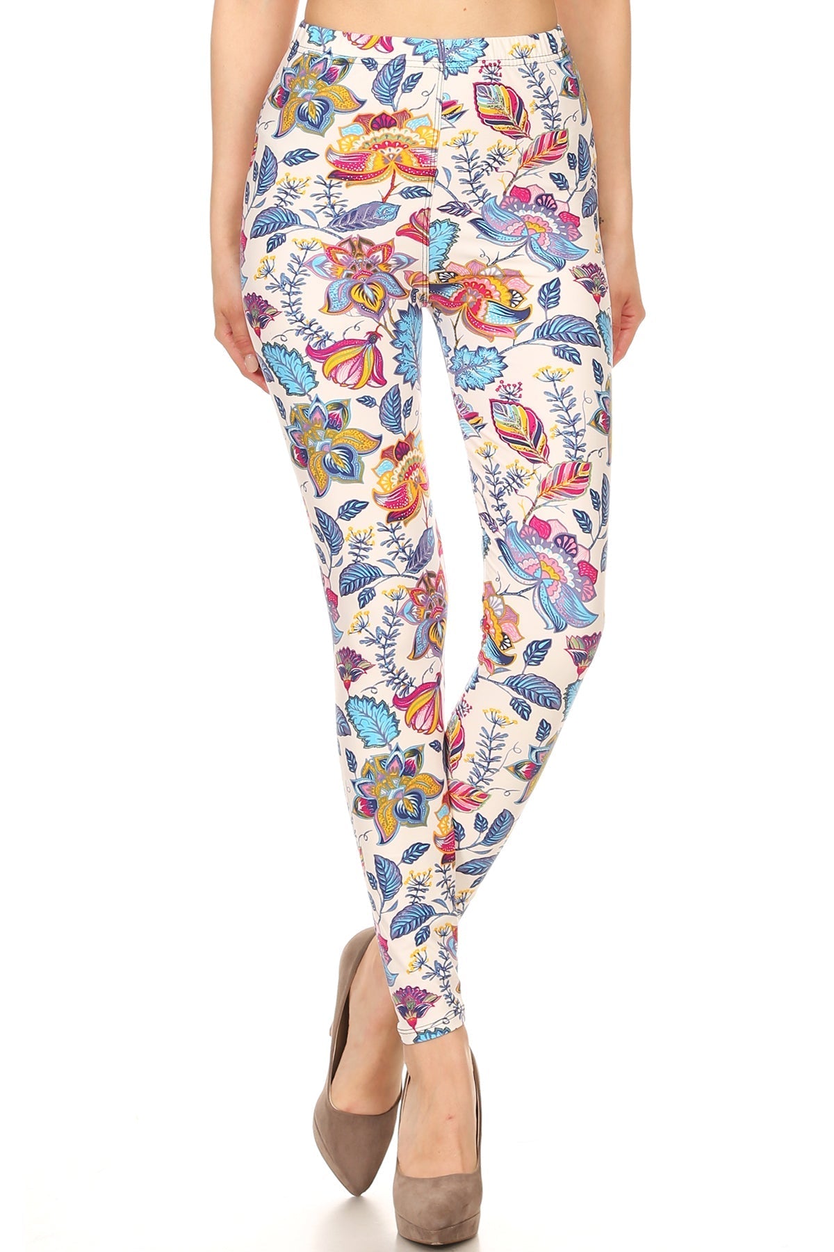 Floral Printed Lined Knit Legging With Elastic Waistband Look Up Deals