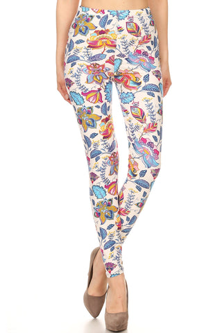 Floral Printed Lined Knit Legging With Elastic Waistband Look Up Deals