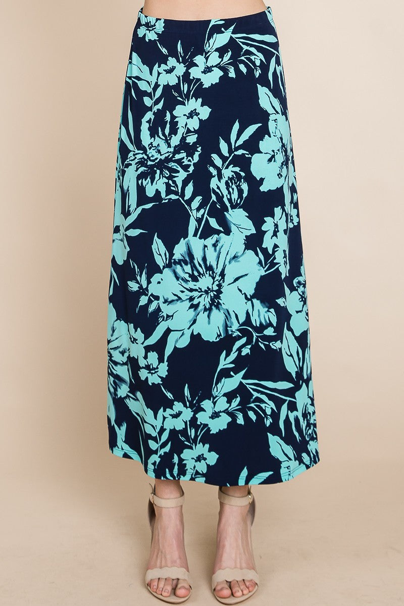 Floral Printed Maxi Skirt With Elastic Waistband Look Up Deals