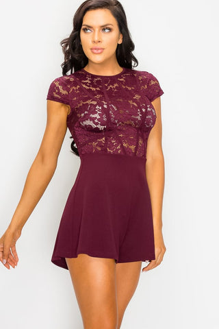 Floral Sheer Lace Combo Romper Look Up Deals