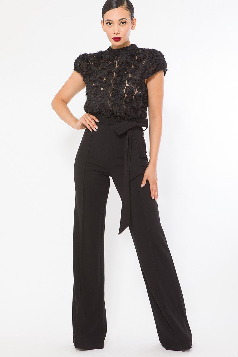 Flower Lace Top Detailed Fashion Jumpsuit Look Up Deals