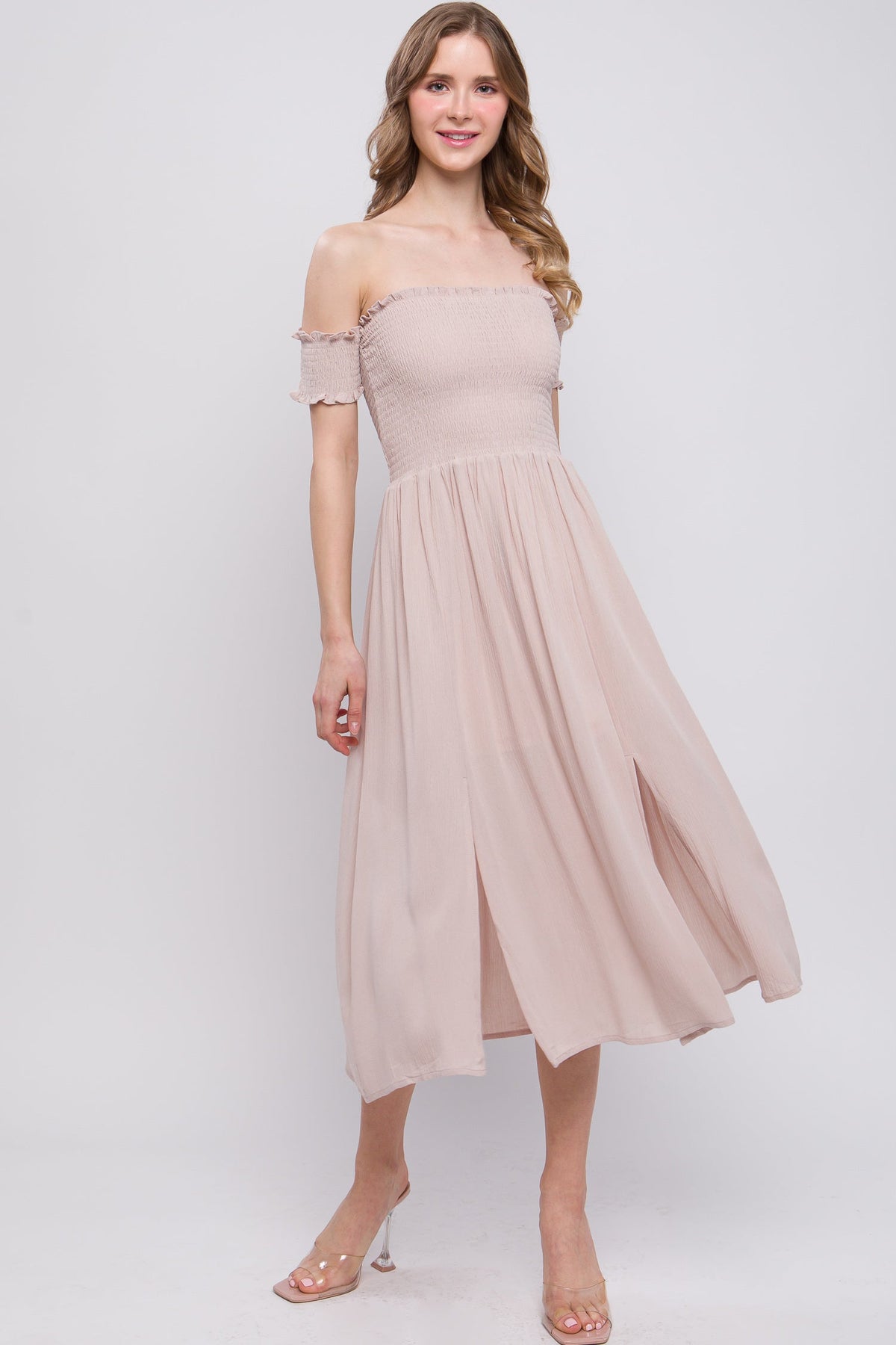 Flowy Off The Shoulder Dress Look Up Deals