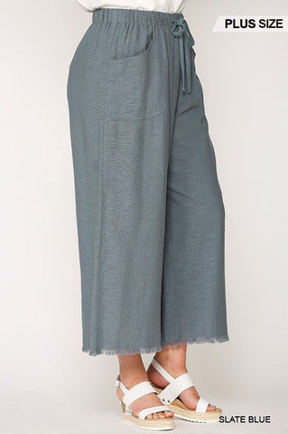 Frayed Wide Leg Pants With Pockets Look Up Deals