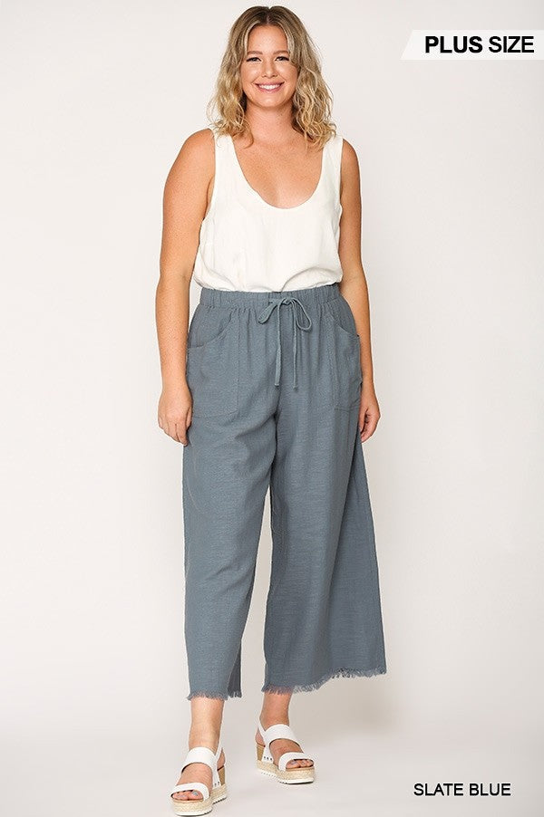 Frayed Wide Leg Pants With Pockets Look Up Deals