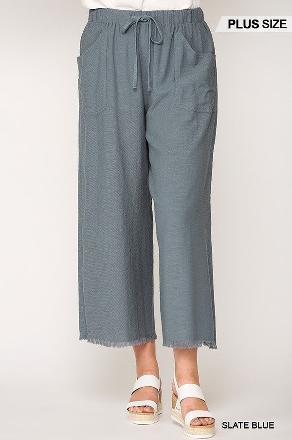 Frayed Wide Leg Pants With Pockets Look Up Deals