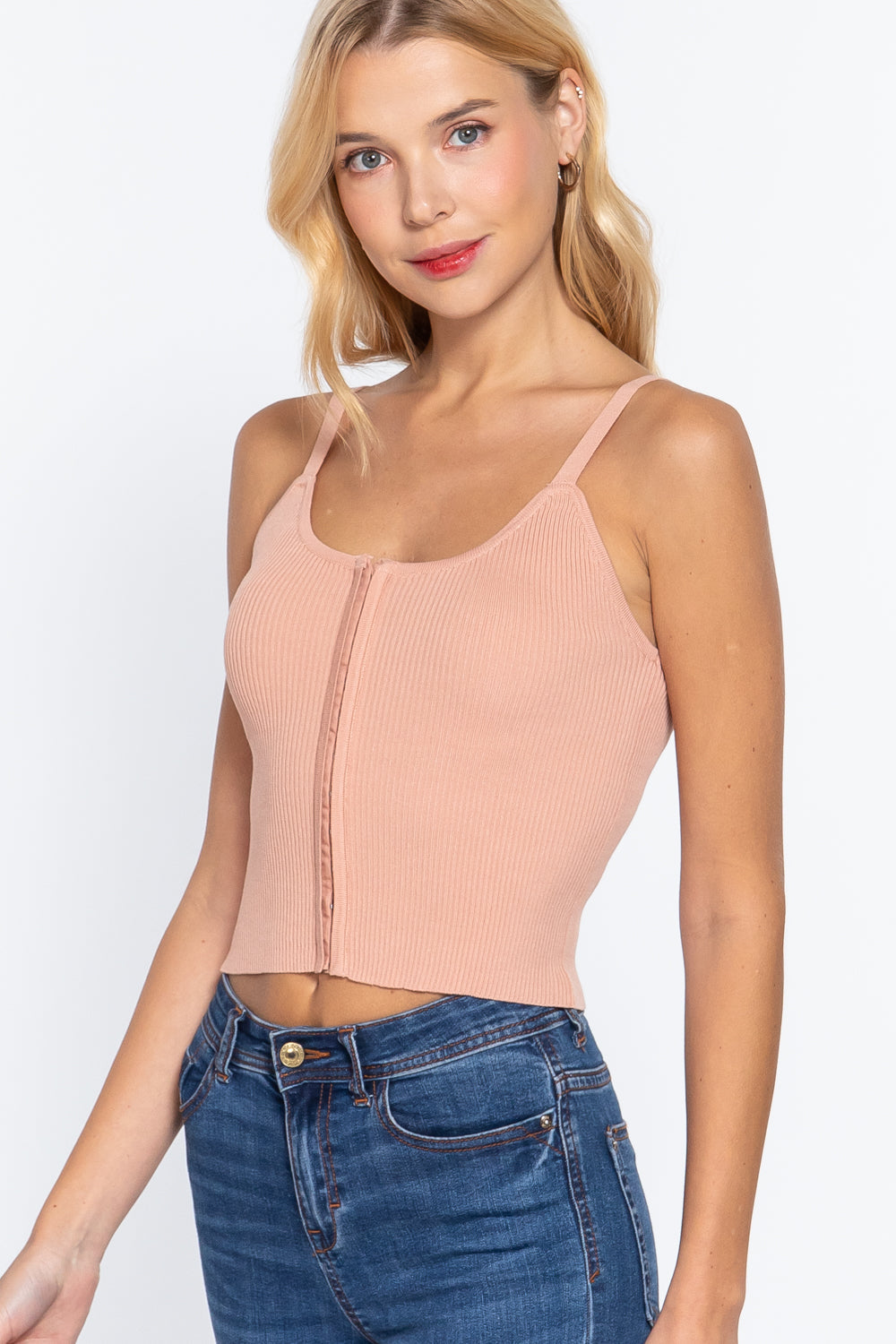 Front Closure With Hooks Sweater Cami Top Look Up Deals