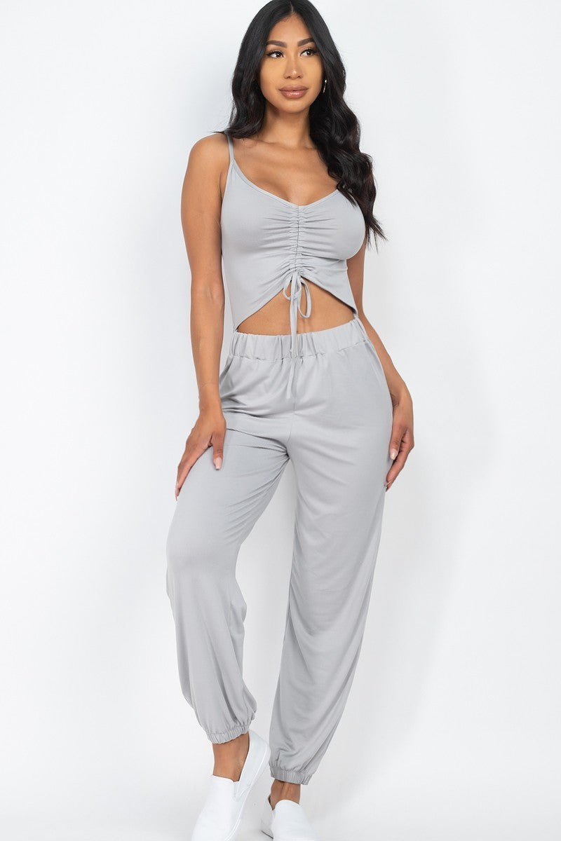 Front Ruched With Adjustable String Cami Casual/summer Jumpsuit Look Up Deals