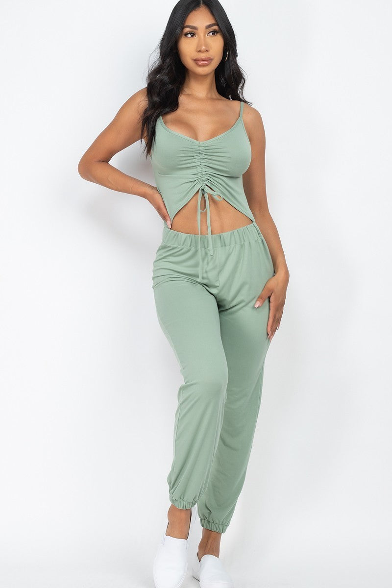 Front Ruched With Adjustable String Cami Casual/summer Jumpsuit Look Up Deals