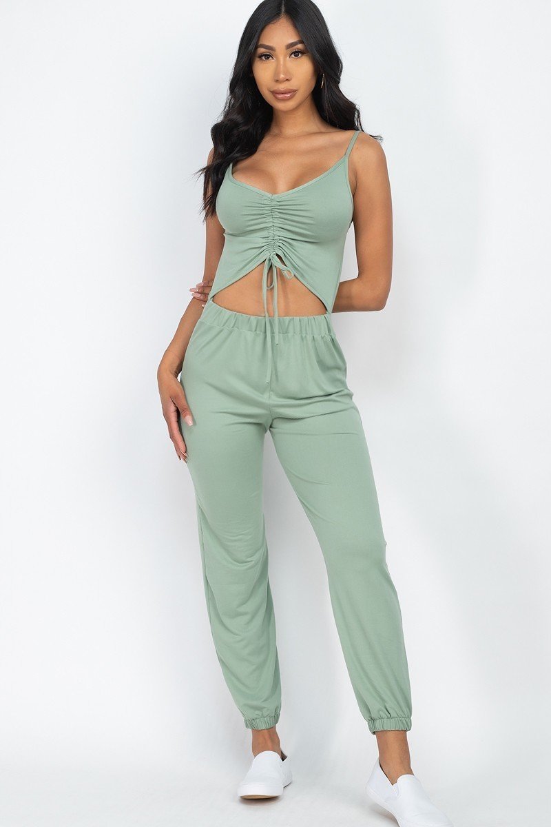 Front Ruched With Adjustable String Cami Casual/summer Jumpsuit Look Up Deals