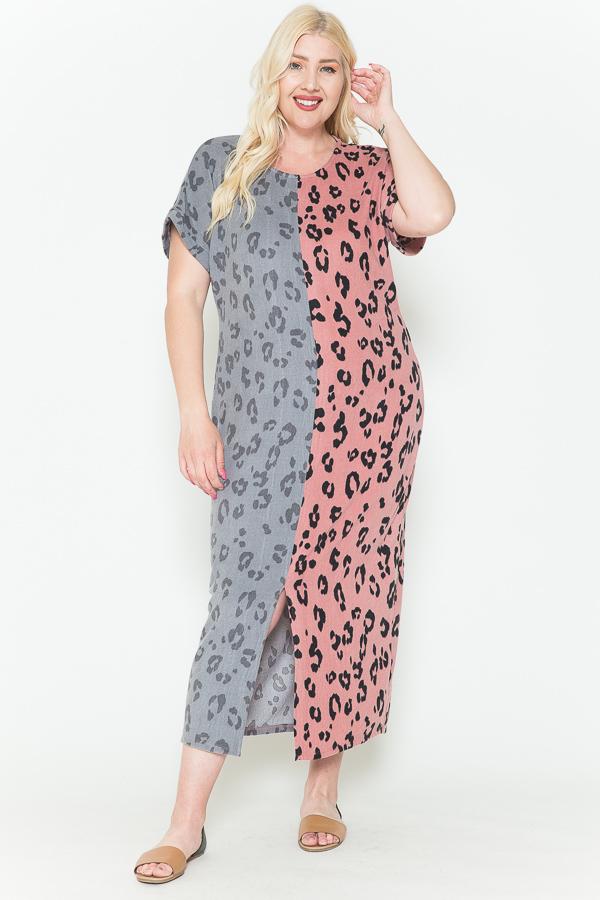 Front Slit Dolman Leopard Print Maxi Dress Look Up Deals