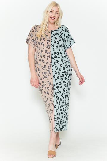 Front Slit Dolman Leopard Print Maxi Dress Look Up Deals