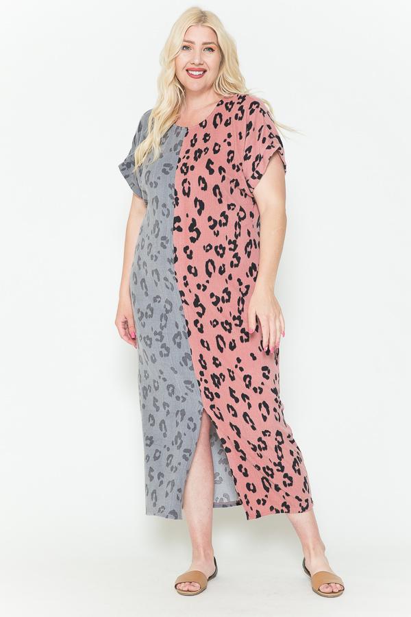 Front Slit Dolman Leopard Print Maxi Dress Look Up Deals