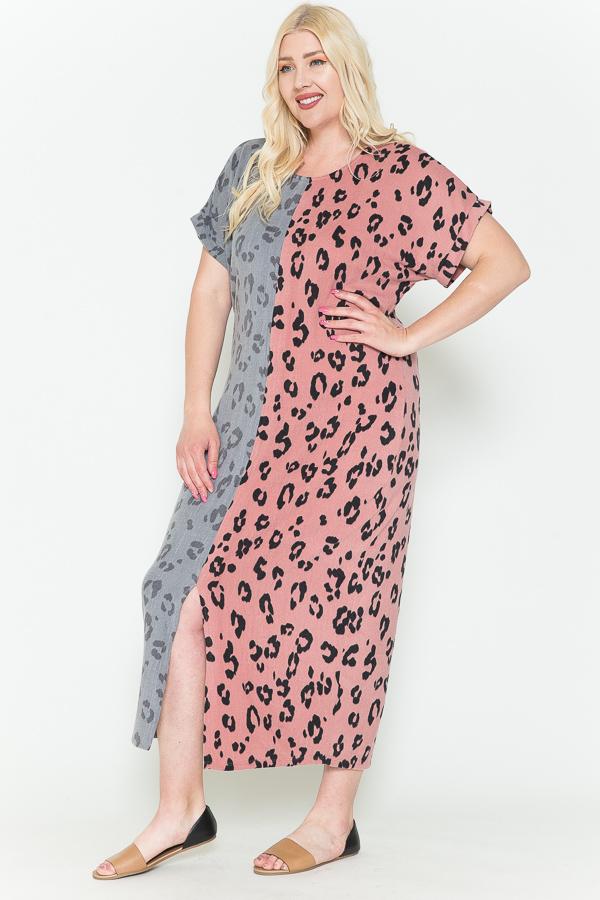 Front Slit Dolman Leopard Print Maxi Dress Look Up Deals