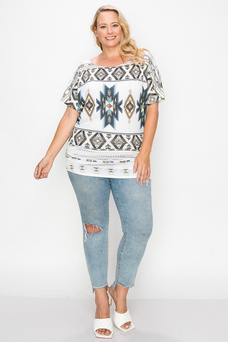 Geometric-tribal Sublimation Print Top Look Up Deals