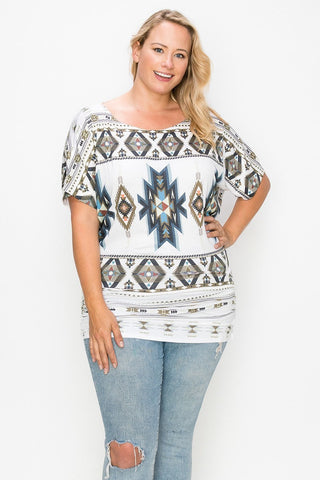 Geometric-tribal Sublimation Print Top Look Up Deals