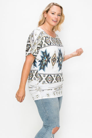 Geometric-tribal Sublimation Print Top Look Up Deals