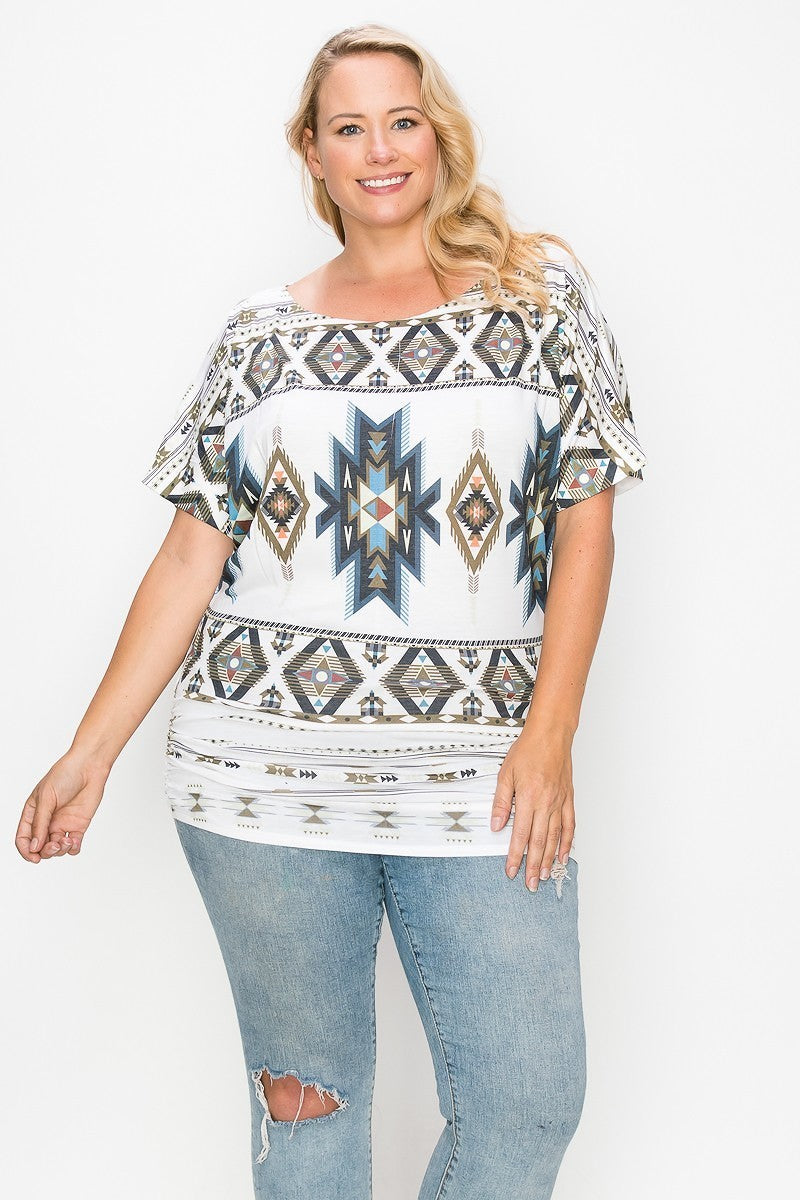 Geometric-tribal Sublimation Print Top Look Up Deals