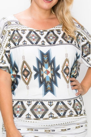 Geometric-tribal Sublimation Print Top Look Up Deals