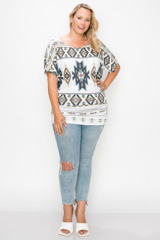 Geometric-tribal Sublimation Print Top Look Up Deals