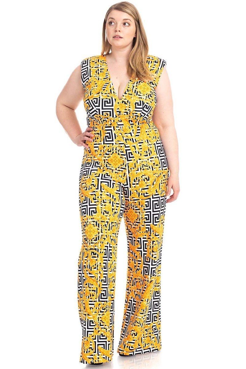 Greek Key Print Formal Jumpsuit Look Up Deals