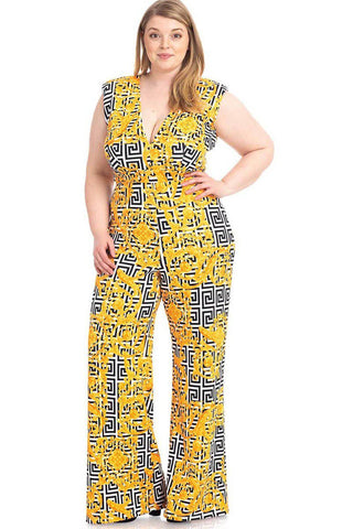 Greek Key Print Formal Jumpsuit Look Up Deals