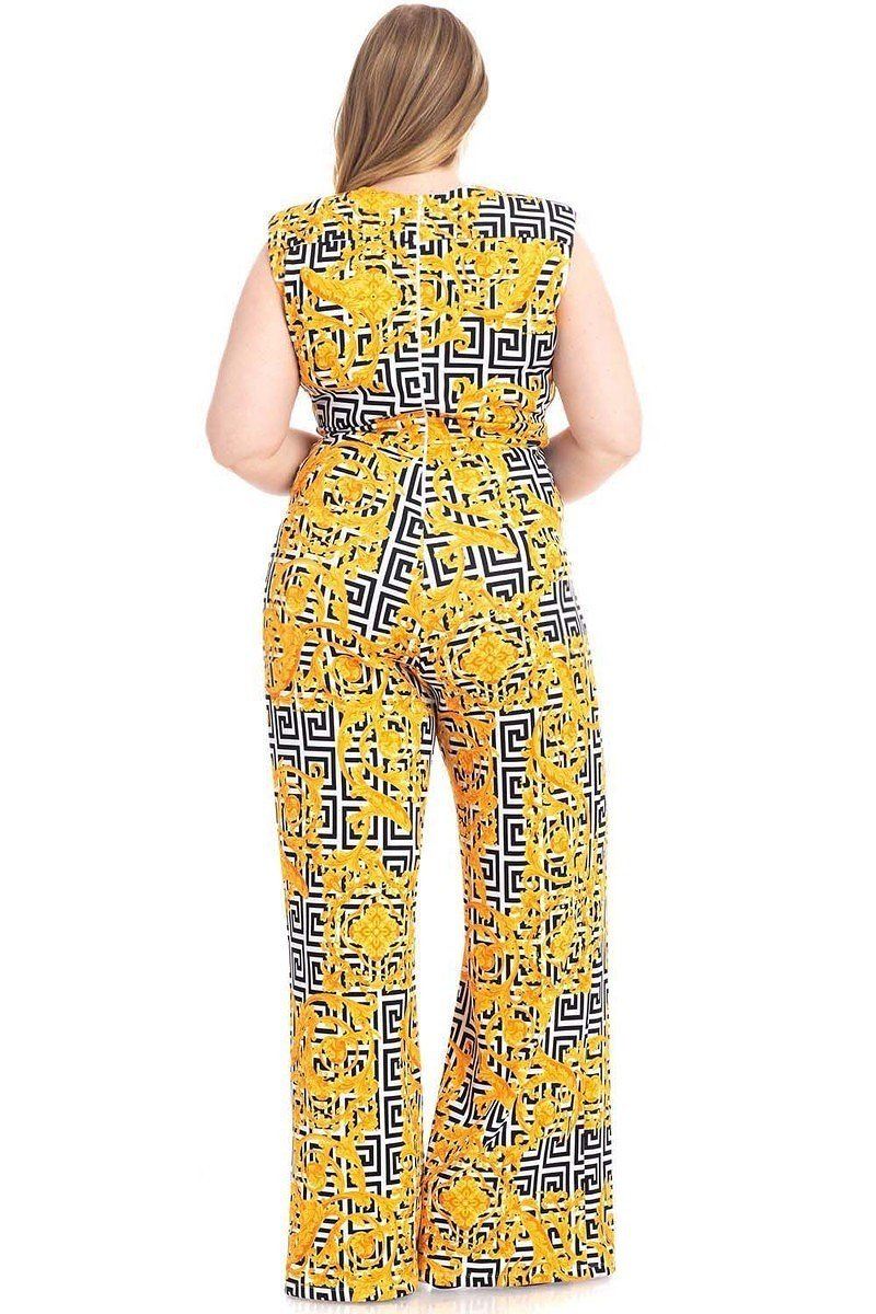 Greek Key Print Formal Jumpsuit Look Up Deals