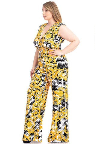 Greek Key Print Formal Jumpsuit Look Up Deals