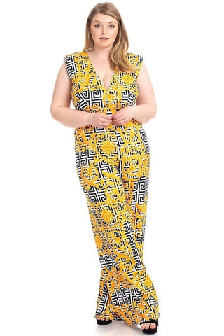 Greek Key Print Formal Jumpsuit Look Up Deals