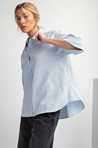 Half Slvs Stretch Poplin Button Down Shirt Look Up Deals