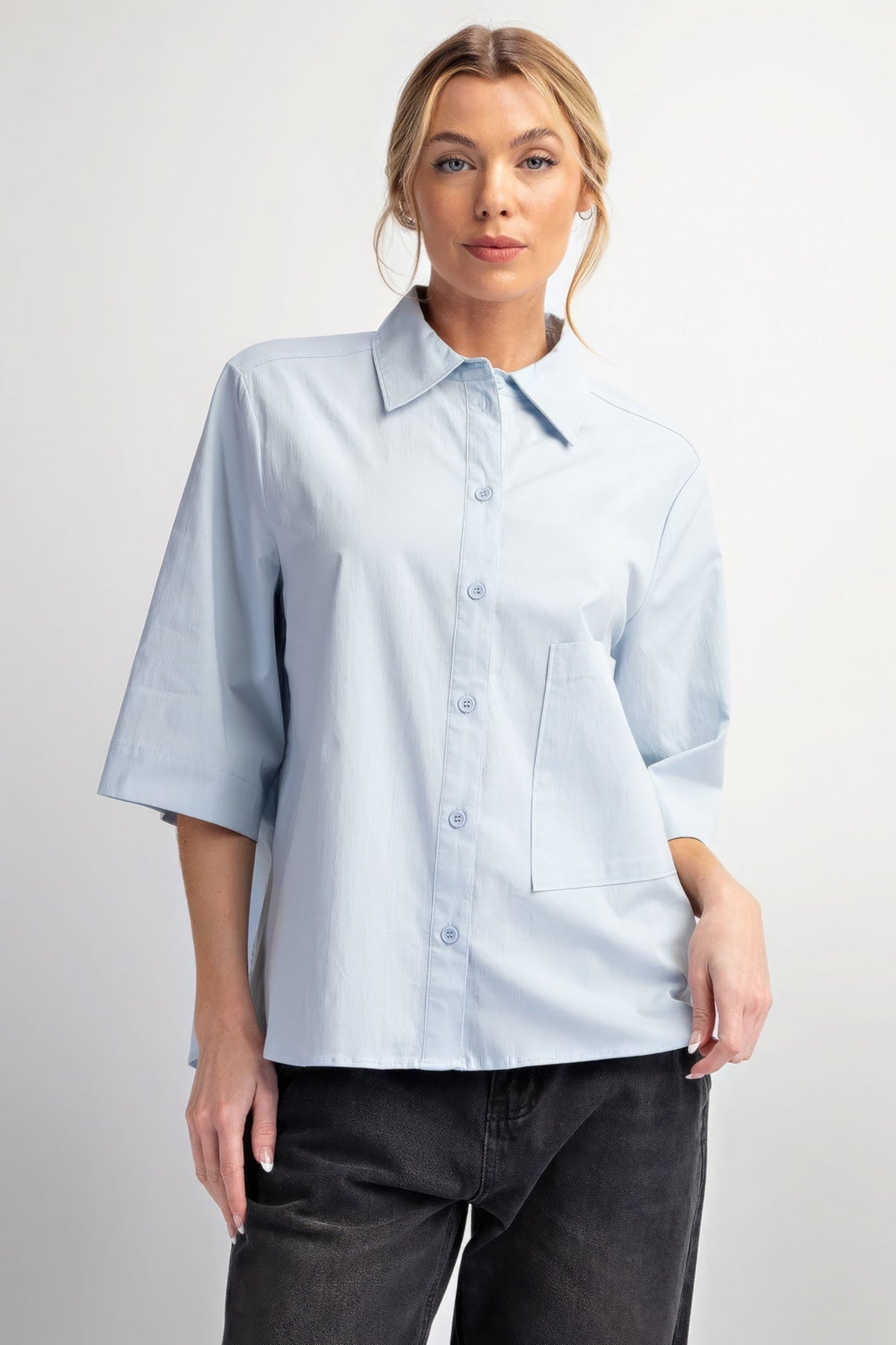 Half Slvs Stretch Poplin Button Down Shirt Look Up Deals