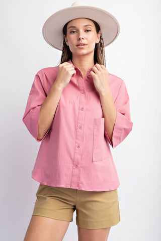 Half Slvs Stretch Poplin Button Down Shirt Look Up Deals