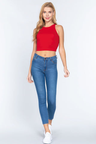 Halter Neck Crop Top Look Up Deals