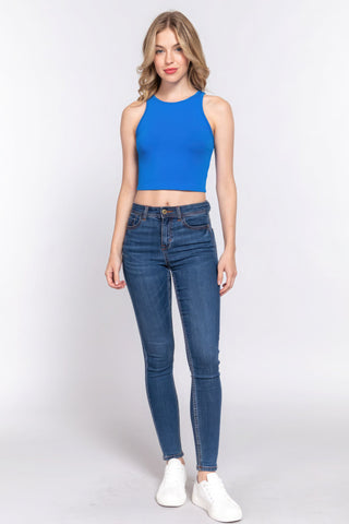 Halter Neck Crop Top Look Up Deals