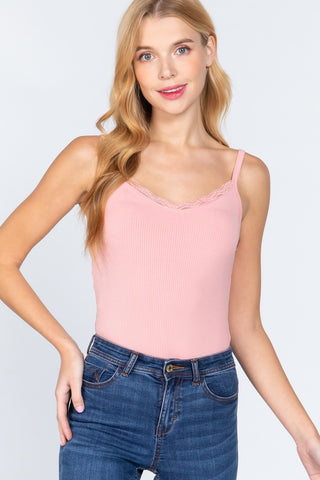 Heavy Rib Cami W/lace Bodysuit Look Up Deals