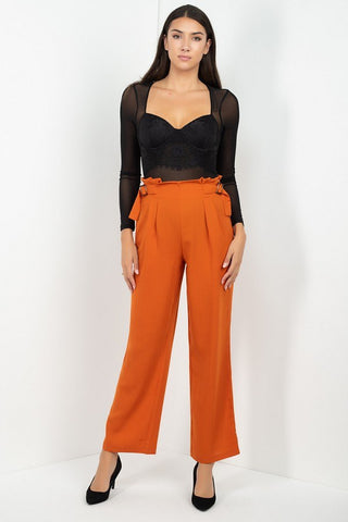 High Waist Paperbag Wide Pants Look Up Deals