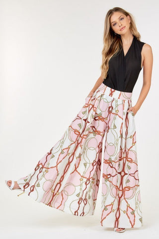 High Waist Wide Leg Printed Palazzo Pants Look Up Deals