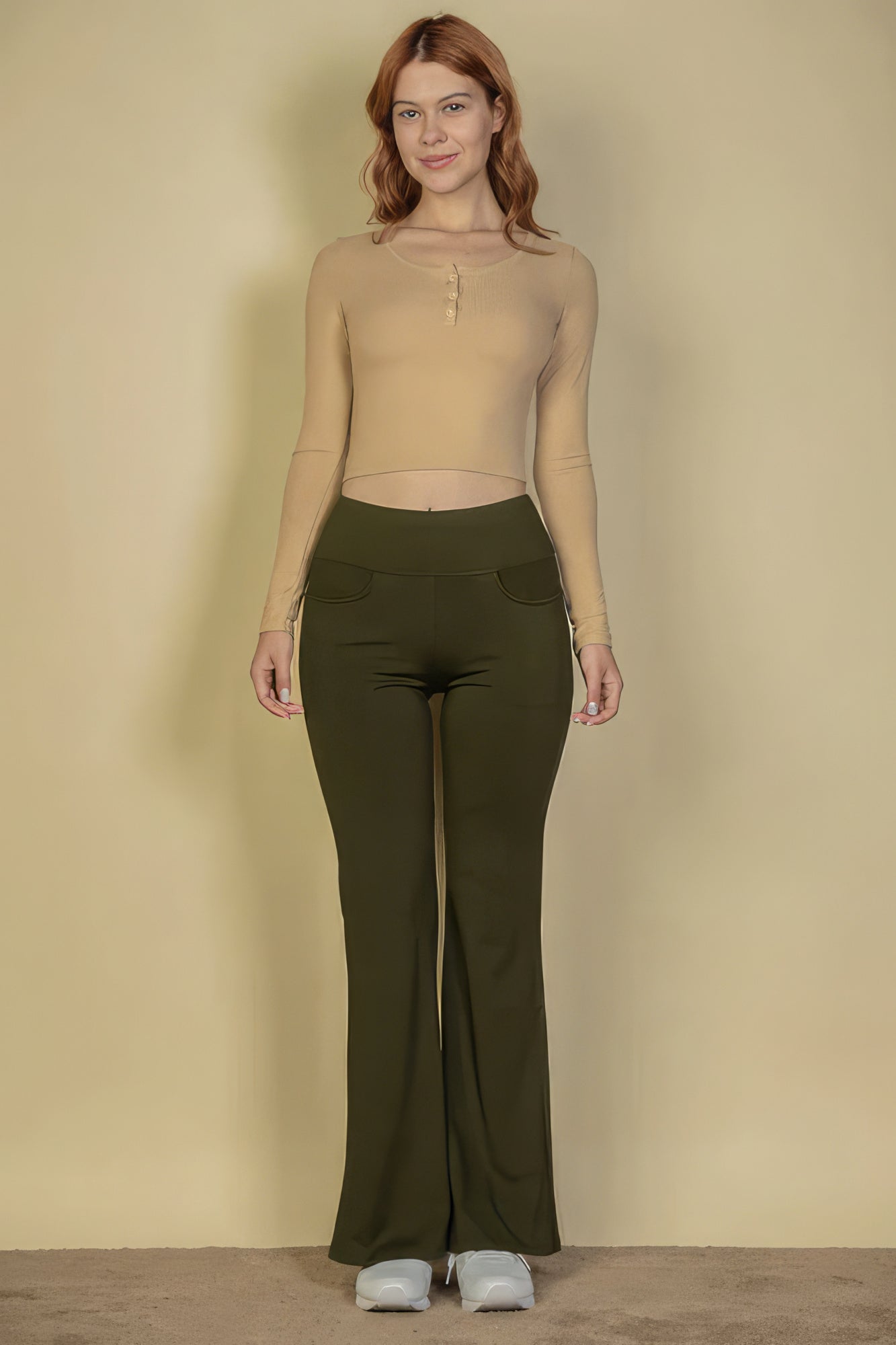 High Waisted Front Pocket Flare Pants Look Up Deals