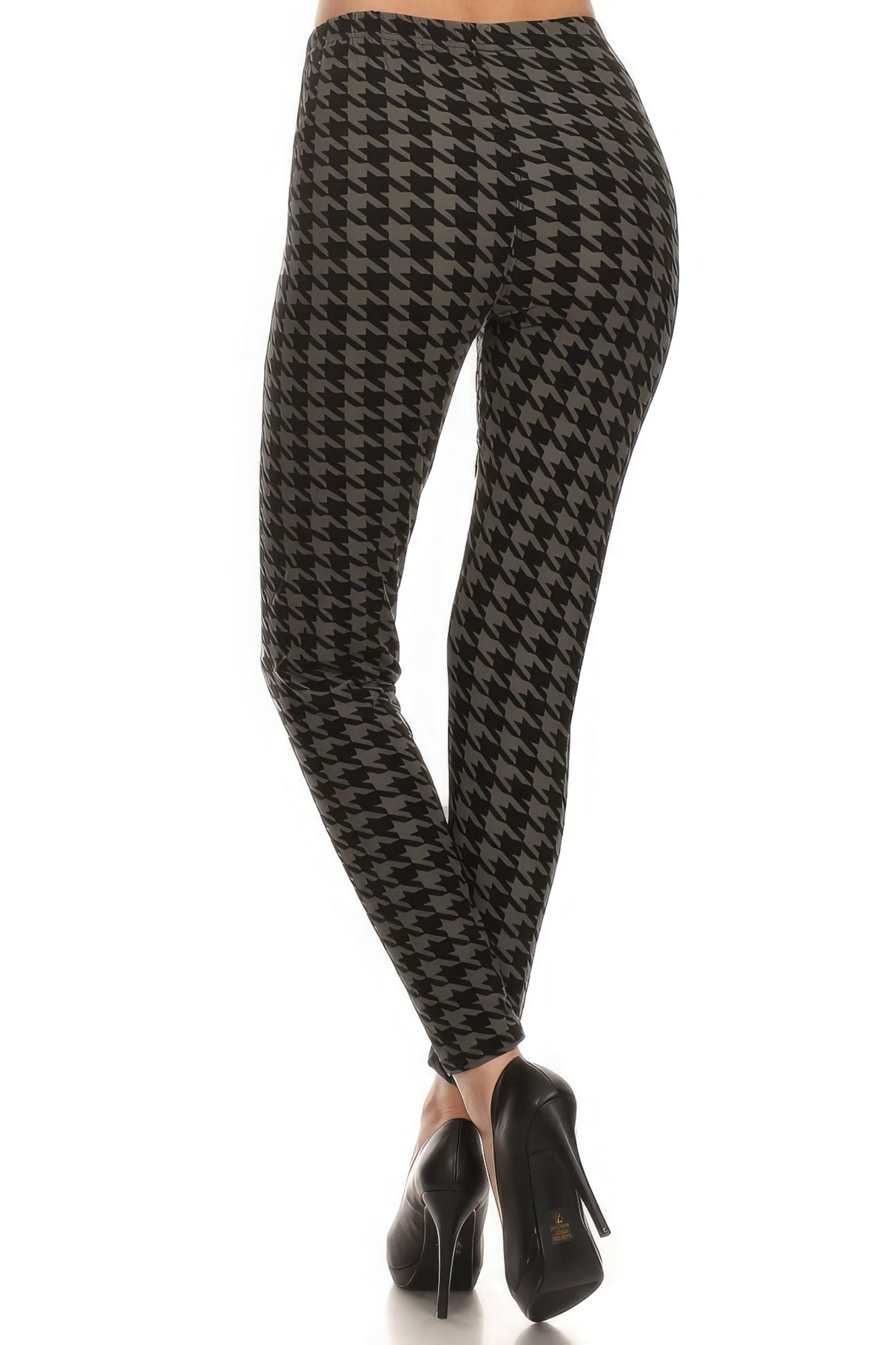 High Waisted Houndtooth Printed Knit Legging With Elastic Waistband Look Up Deals