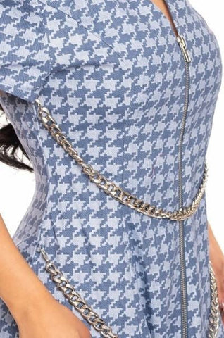 Houndstooth Chain-belt Dress Look Up Deals