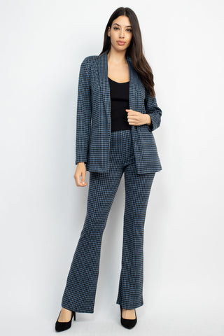 Houndstooth Notch Seamed Blazer Look Up Deals