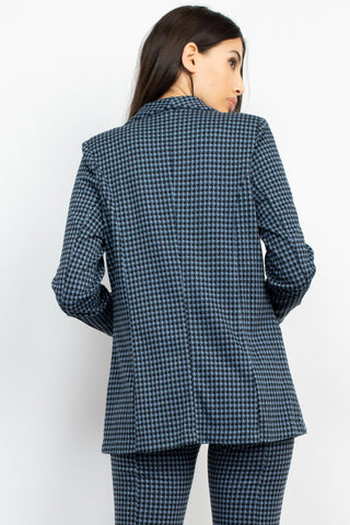 Houndstooth Notch Seamed Blazer Look Up Deals