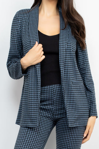 Houndstooth Notch Seamed Blazer Look Up Deals