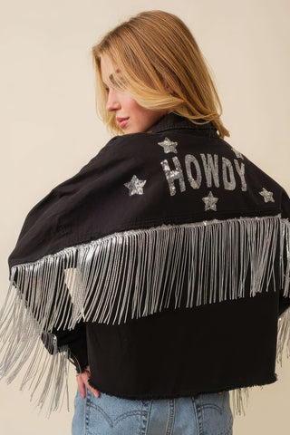 Howdy Sequin Fringe And Star Patches Jacket Look Up Deals