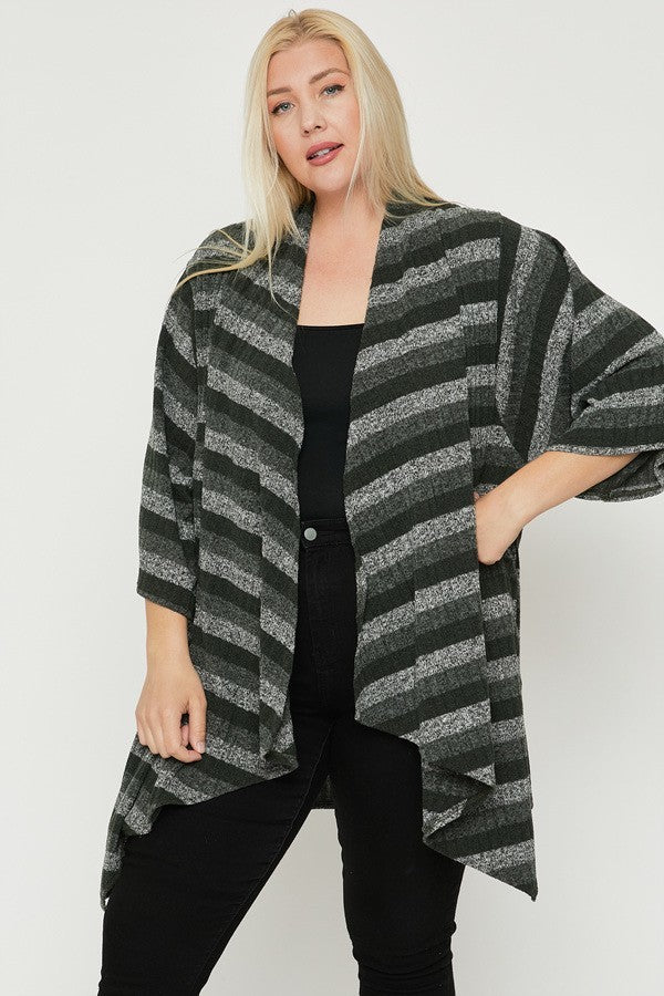 Kimono Style Striped Cardigan Look Up Deals